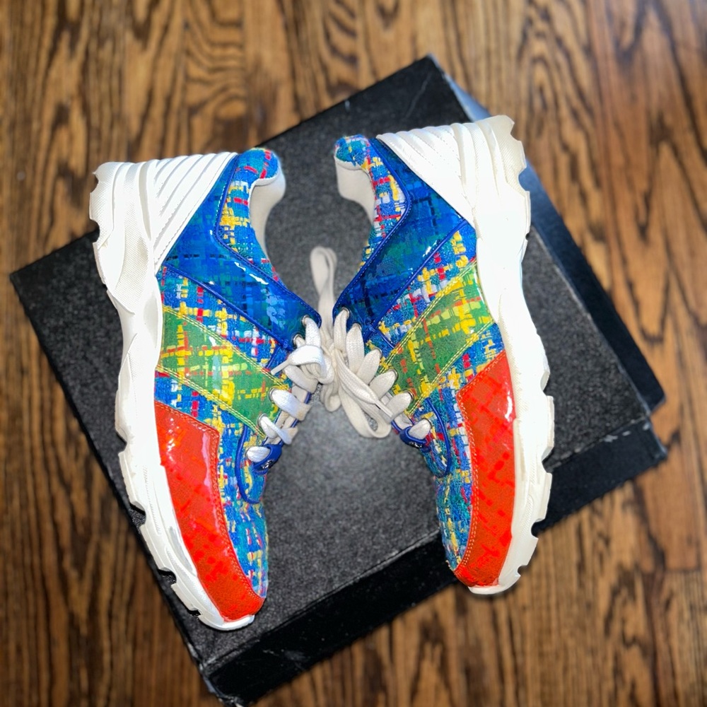 Chanel multi color tweed sneakers